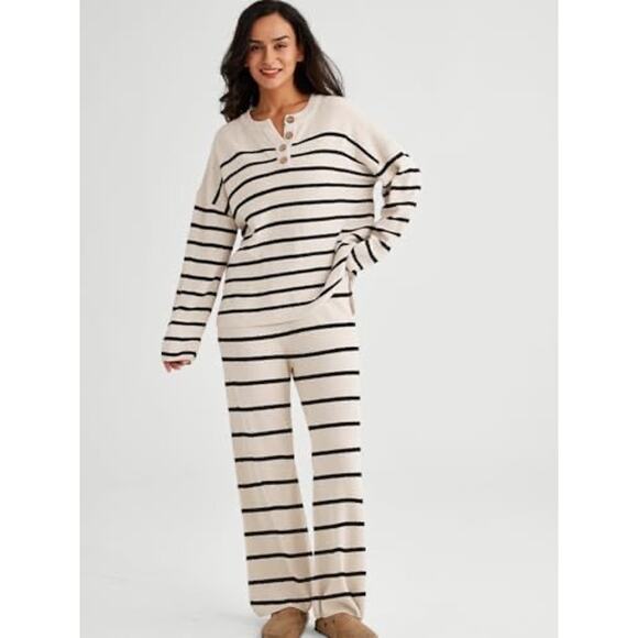 Illusary Amazon Set slouchy pull on lounge set soft size XL stripe - Picture 1 of 15
